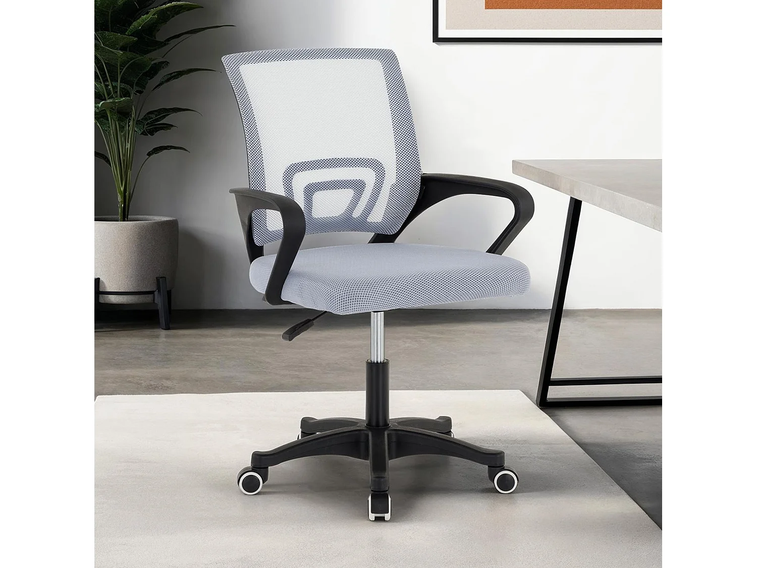 Chaise de bureau PHOENIX, Pivotante et réglable en hauteur, Tissu mesh, Avec accoudoirs, Gris