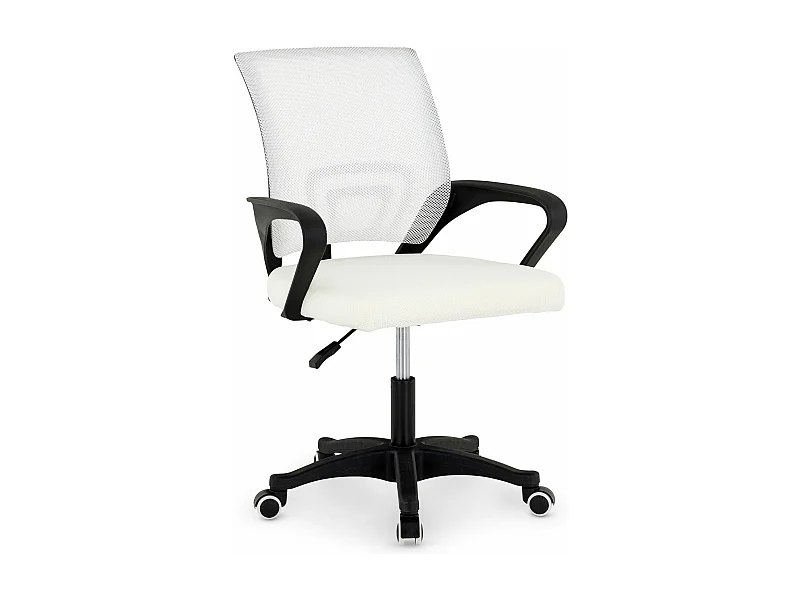 Chaise de bureau PHOENIX, Pivotante et réglable en hauteur, Tissu mesh, Avec accoudoirs, Blanc
