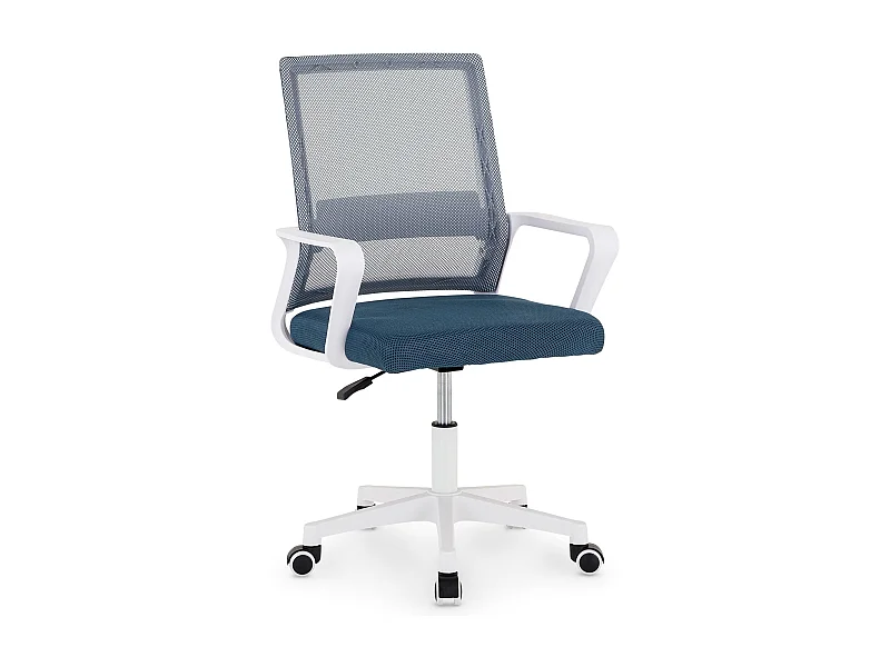 Chaise de bureau PERTH, Pivotante et réglable en hauteur, Tissu mesh, Avec accoudoirs, Gris-bleu