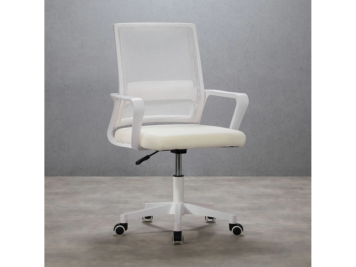 Chaise de bureau PERTH, Pivotante et réglable en hauteur, Tissu mesh, Avec accoudoirs, Blanc