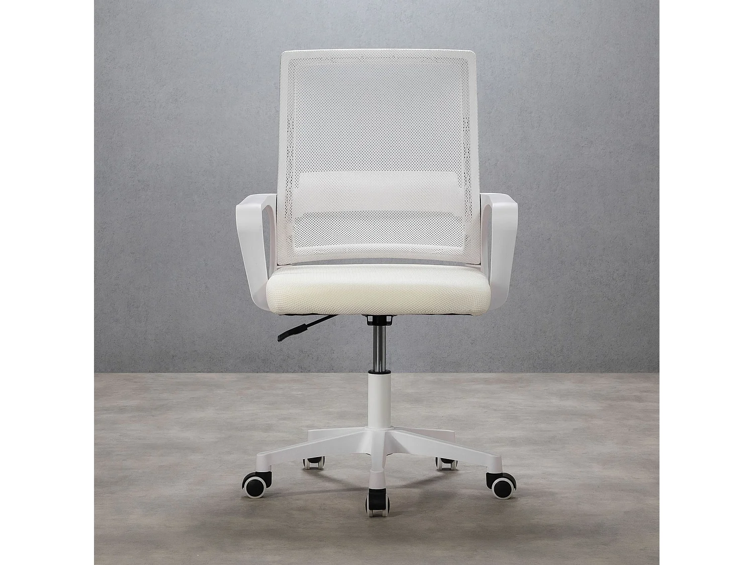 Chaise de bureau PERTH, Pivotante et réglable en hauteur, Tissu mesh, Avec accoudoirs, Blanc