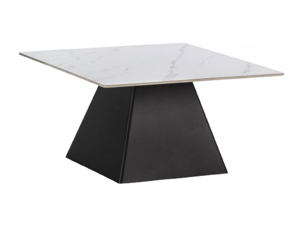 Mova - Table basse carrée en céramique et métal 80x80cm- Blanc