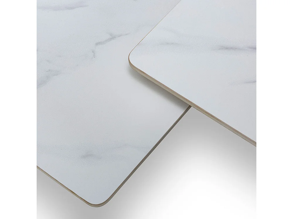 Mova - Table basse carrée en céramique et métal 80x80cm- Blanc