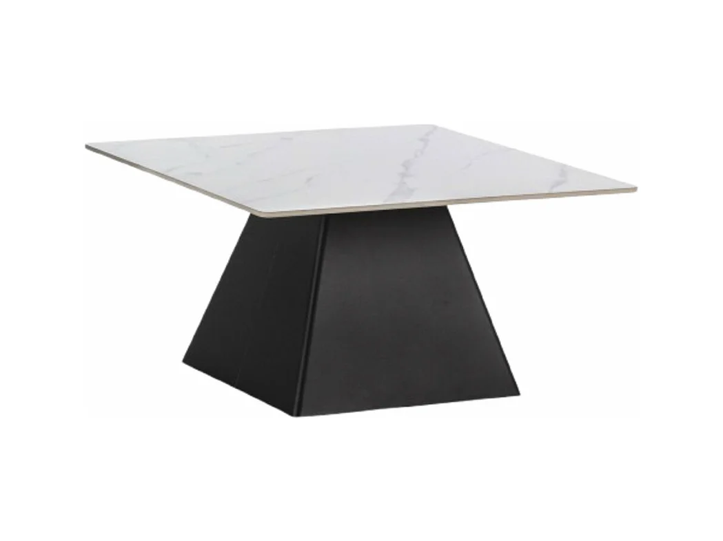 Mova - Table basse carrée en céramique et métal 80x80cm- Blanc