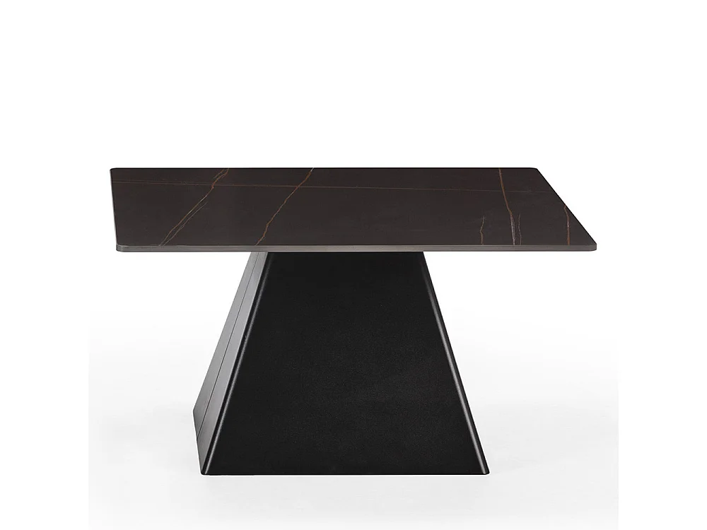 Mova - Table basse carrée en céramique et métal 80x80cm - Noir