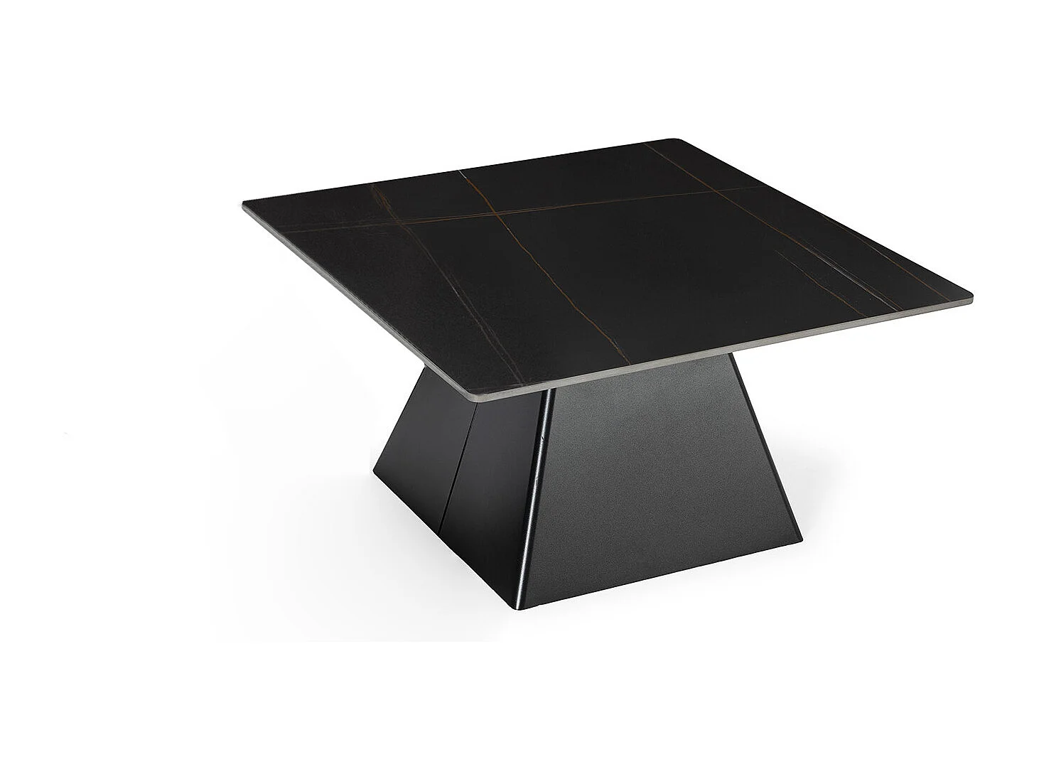 Mova - Table basse carrée en céramique et métal 80x80cm - Noir