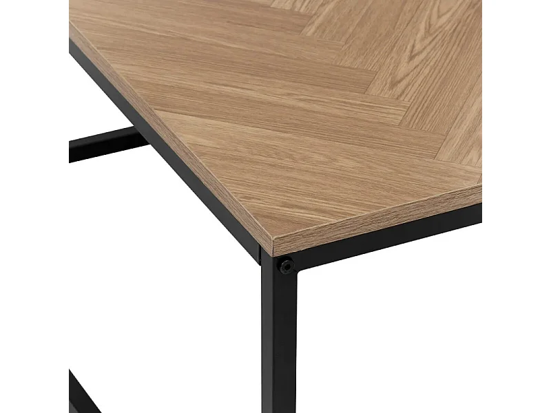 Table Basse Carrée "Chevrons" 80cm Naturel & Noir