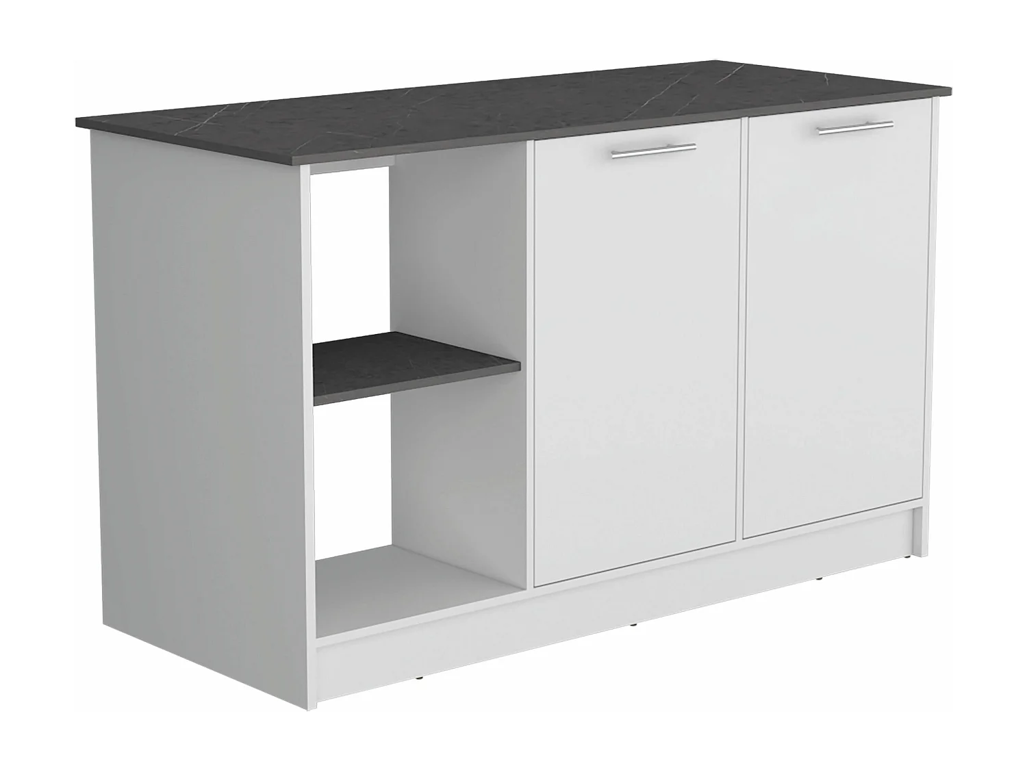 Isla de cocina Juniper en melamina con 2 puertas y 6 estantes , multicolor , 90 cm X 150 cm X 64 cm