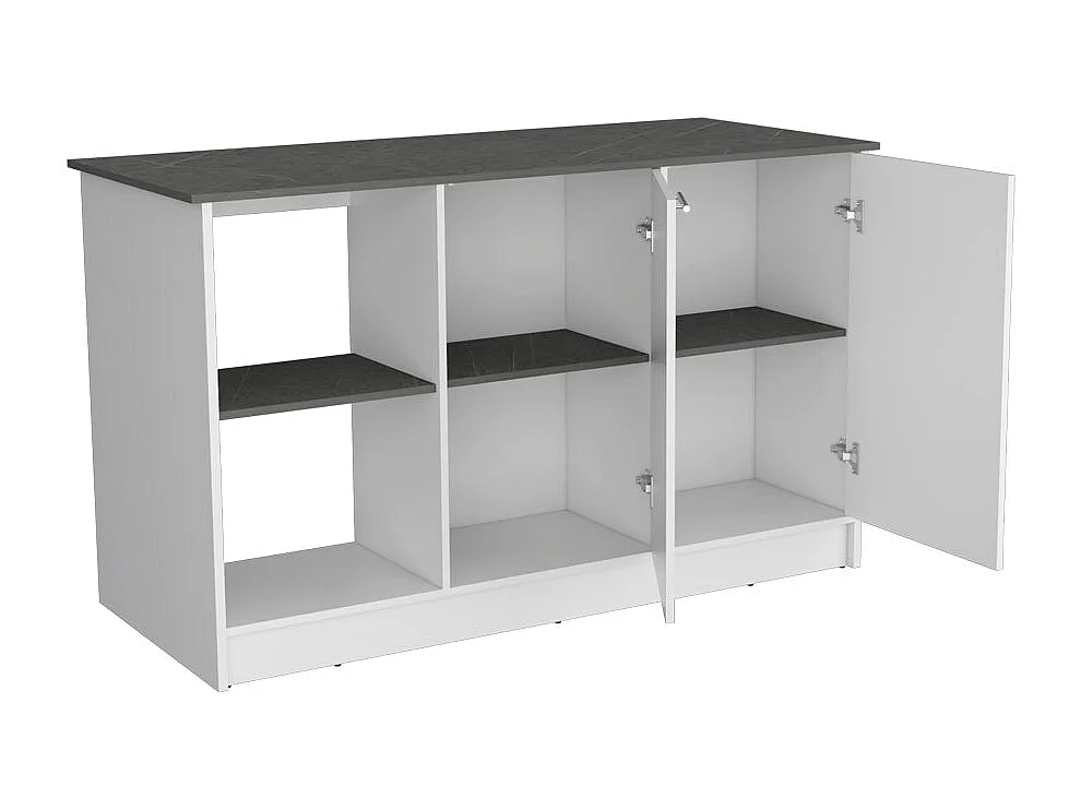 Isola da cucina Juniper in melaminico con 2 ante e 6 ripiani, multicolore, 90 cm X 150 cm X 64 cm