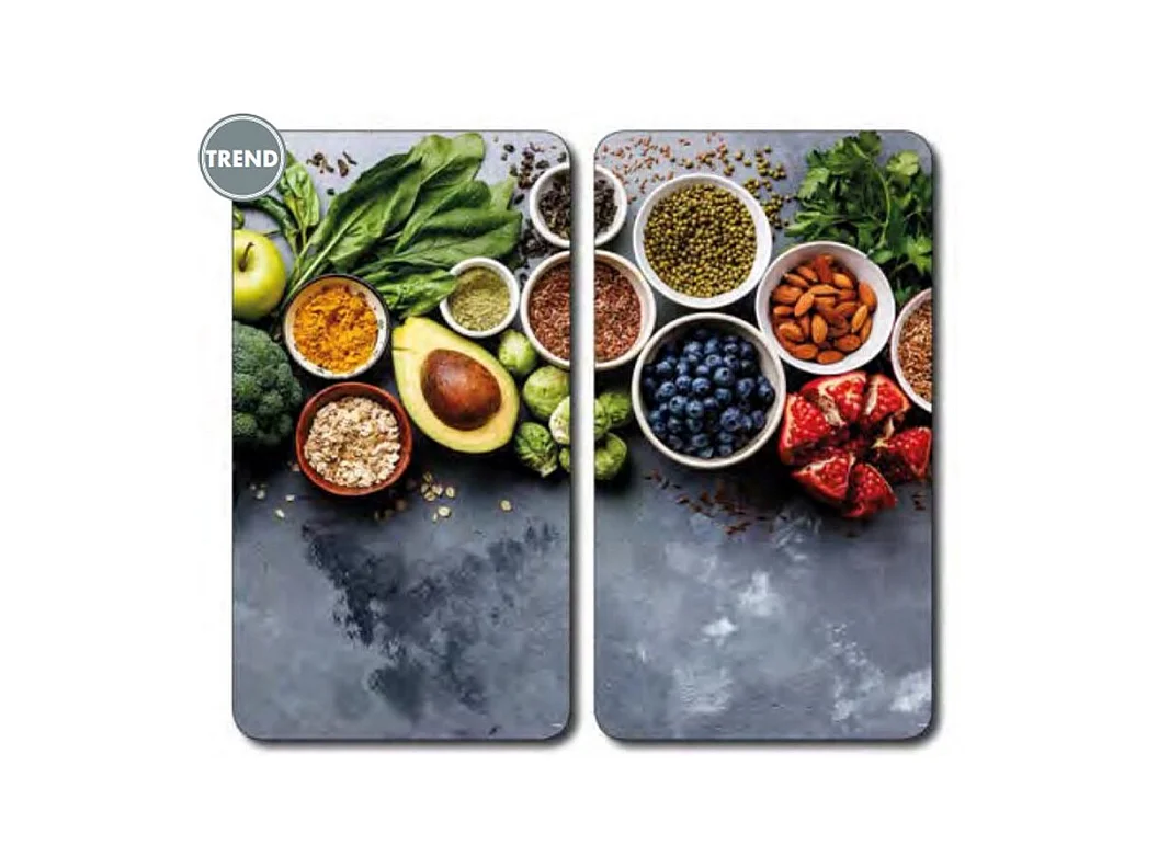 Lot de 2 plaques de protection en verre "Healthy" - Gris - L 50 x l 28,5 cm