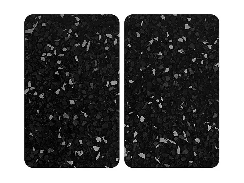 Lot de 2 protections de plaque de cuisson en verre trempé "Terrazzo" - Noir - L 52 x l 30 cm