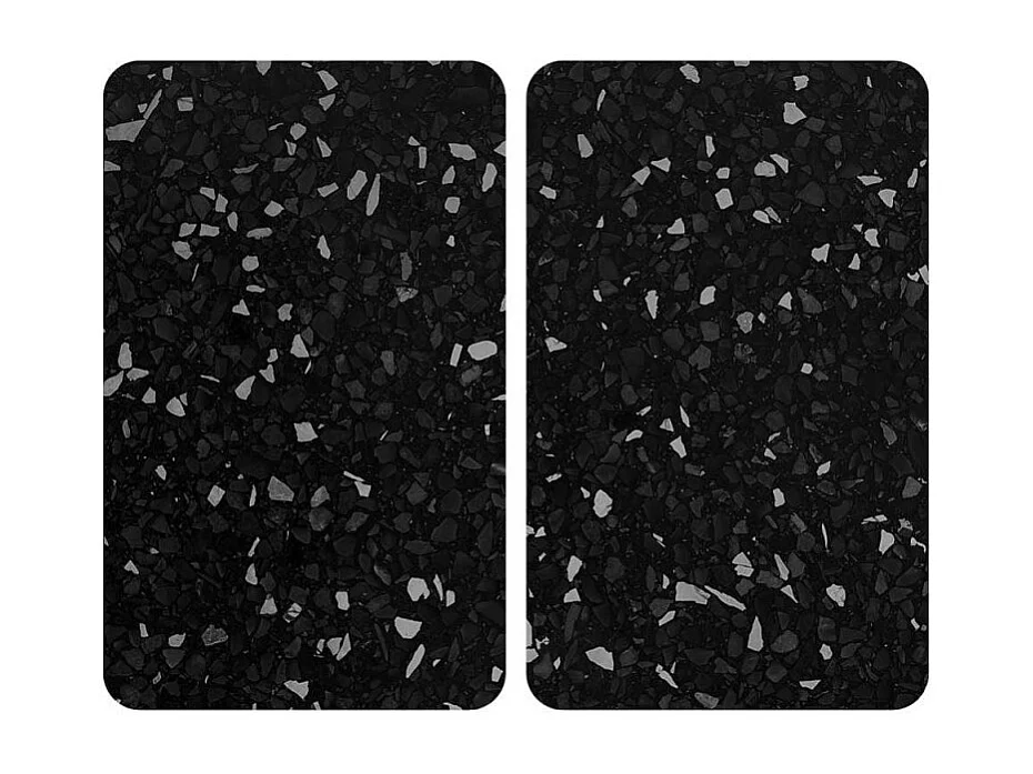 Lot de 2 protections de plaque de cuisson en verre trempé "Terrazzo" - Noir - L 52 x l 30 cm