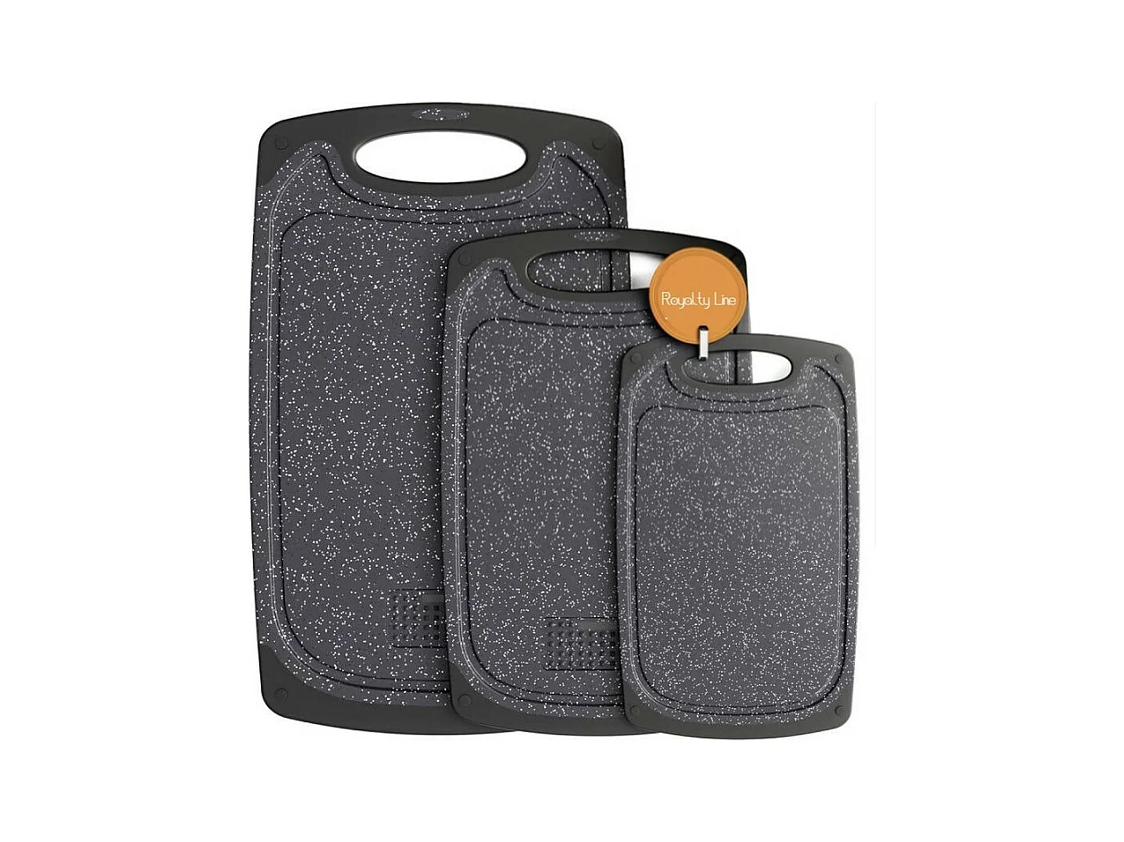 Set de 3 planches à découper en plastique - Gris anthracite - L 40/31,5/25 cm