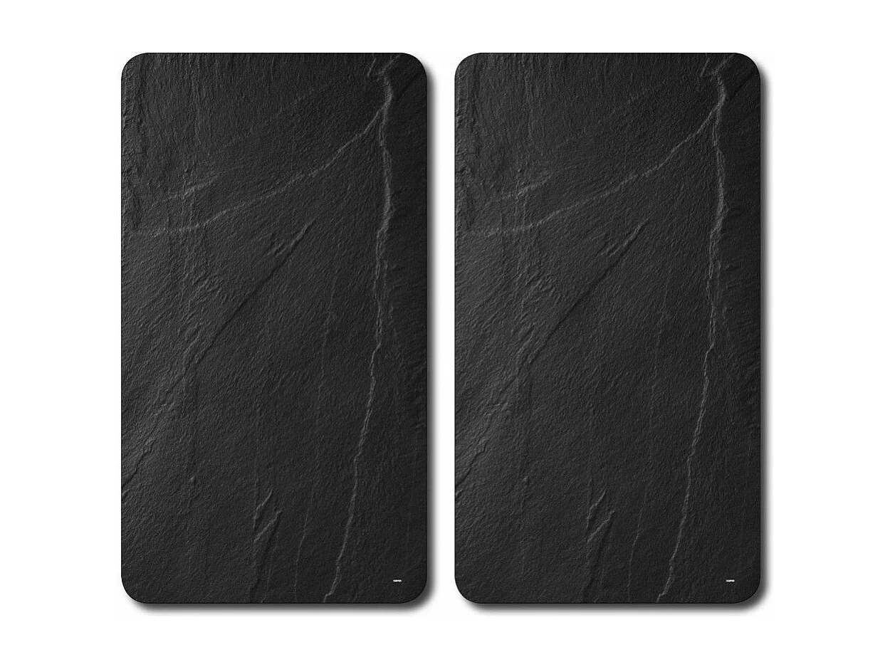 Planche à découper en verre - Couvre plaques - Lot de 2 - Effet granite