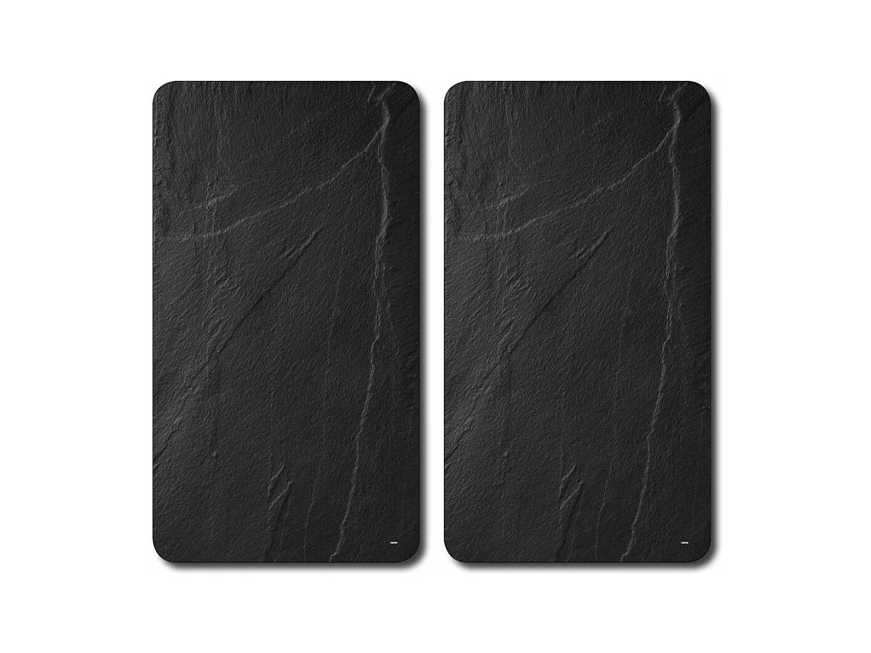 Planche à découper en verre - Couvre plaques - Lot de 2 - Effet granite
