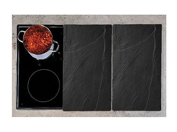 Planche à découper en verre - Couvre plaques - Lot de 2 - Effet granite