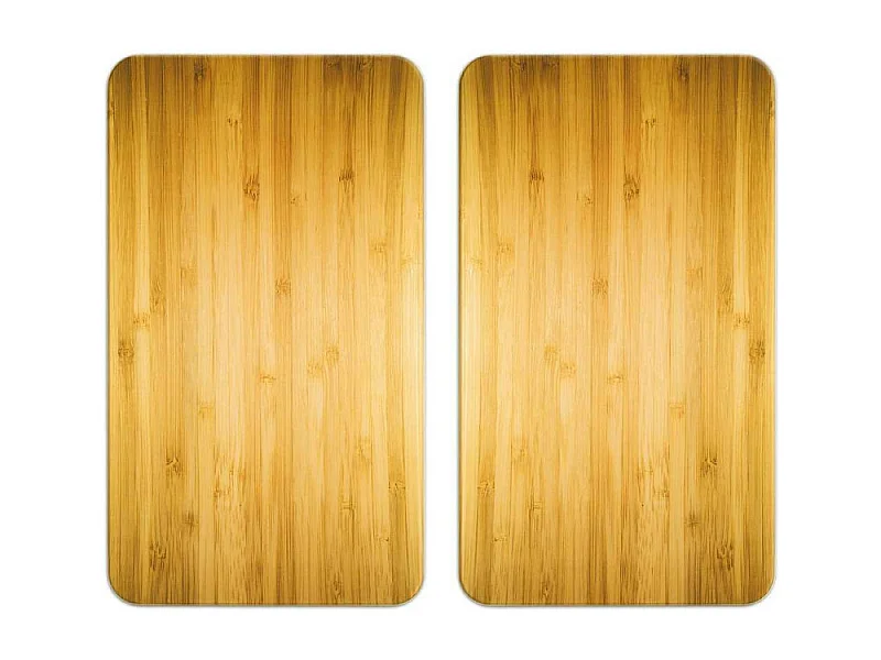 Lot de 2 plaques de protection en verre Universelle effet bois - Marron - l 30 x L 50 cm