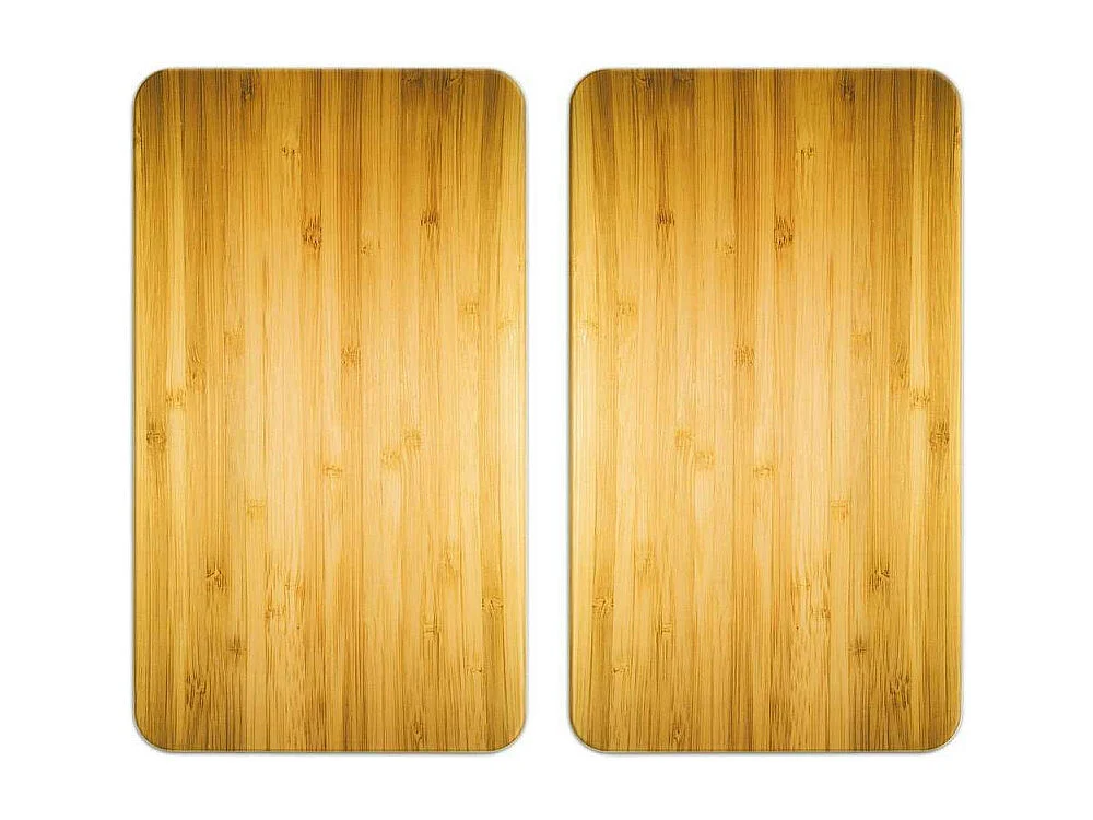 Lot de 2 plaques de protection en verre Universelle effet bois - Marron - l 30 x L 50 cm