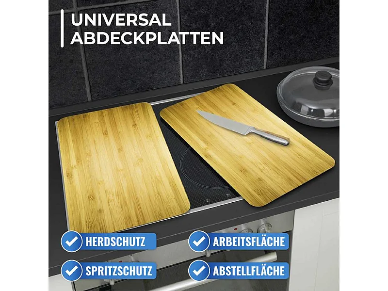 Lot de 2 plaques de protection en verre Universelle effet bois - Marron - l 30 x L 50 cm