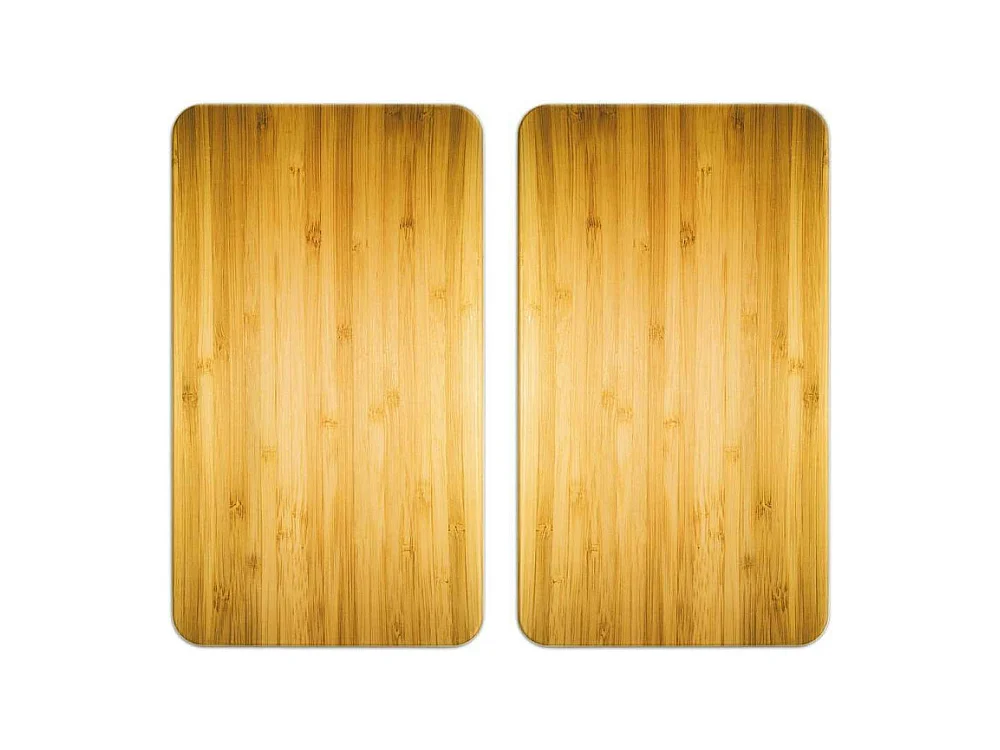 Lot de 2 plaques de protection en verre Universelle effet bois - Marron - l 30 x L 50 cm