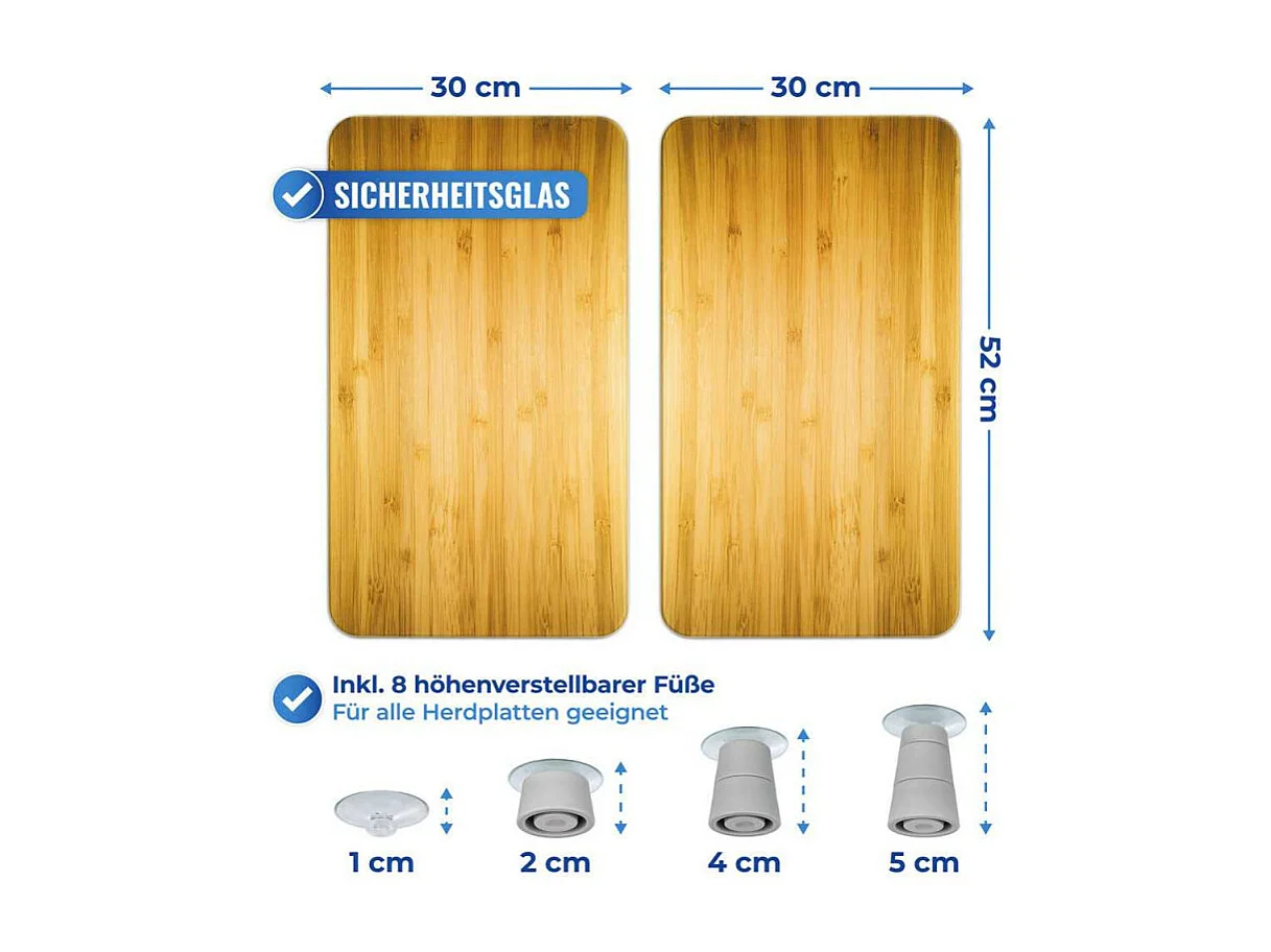 Lot de 2 plaques de protection en verre Universelle effet bois - Marron - l 30 x L 50 cm