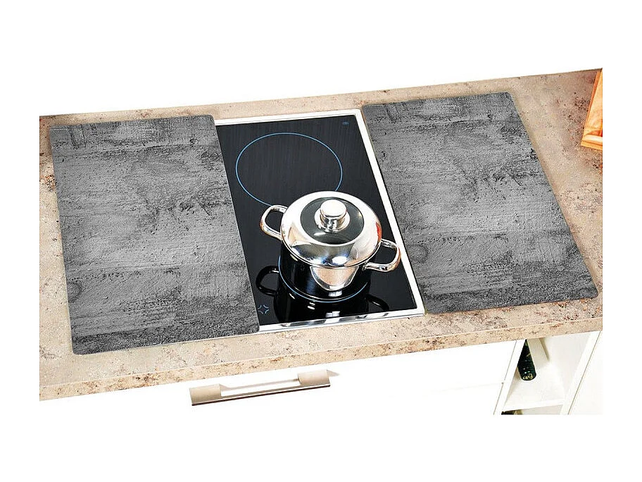 Lot de 2 plaques de protection en verre "Béton" - Gris - L 50 x l 28,5 cm