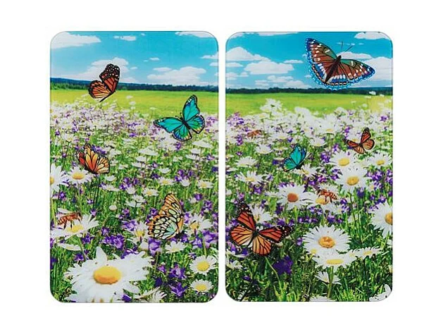 Lot de 2 plaques de protection Universelle à imprimé "Pré d'été" - Multicolore - l 30 x L 52 cm