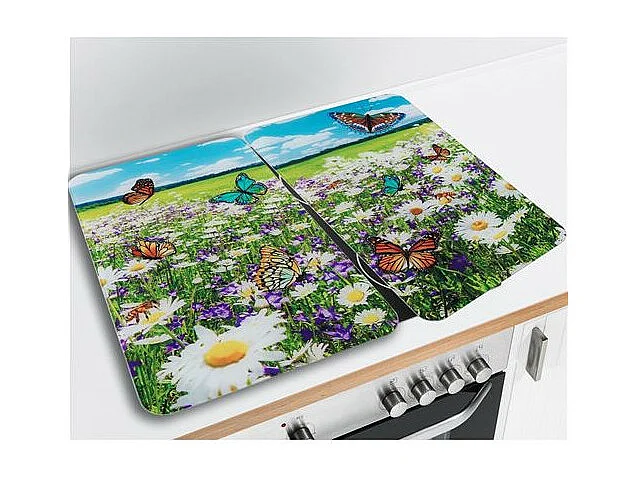 Lot de 2 plaques de protection Universelle à imprimé "Pré d'été" - Multicolore - l 30 x L 52 cm