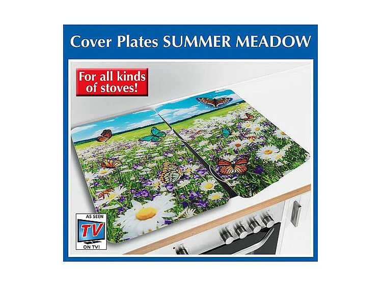 Lot de 2 plaques de protection Universelle à imprimé "Pré d'été" - Multicolore - l 30 x L 52 cm