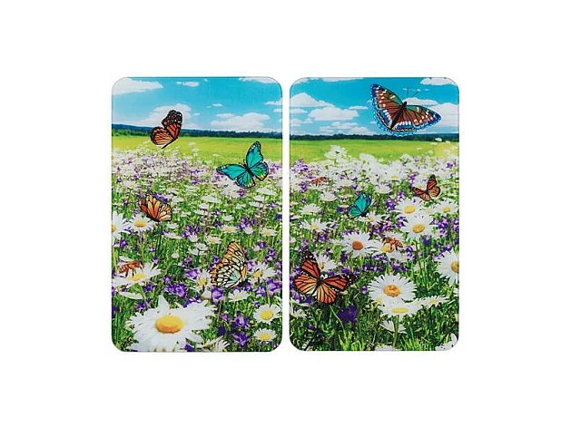Lot de 2 plaques de protection Universelle à imprimé "Pré d'été" - Multicolore - l 30 x L 52 cm