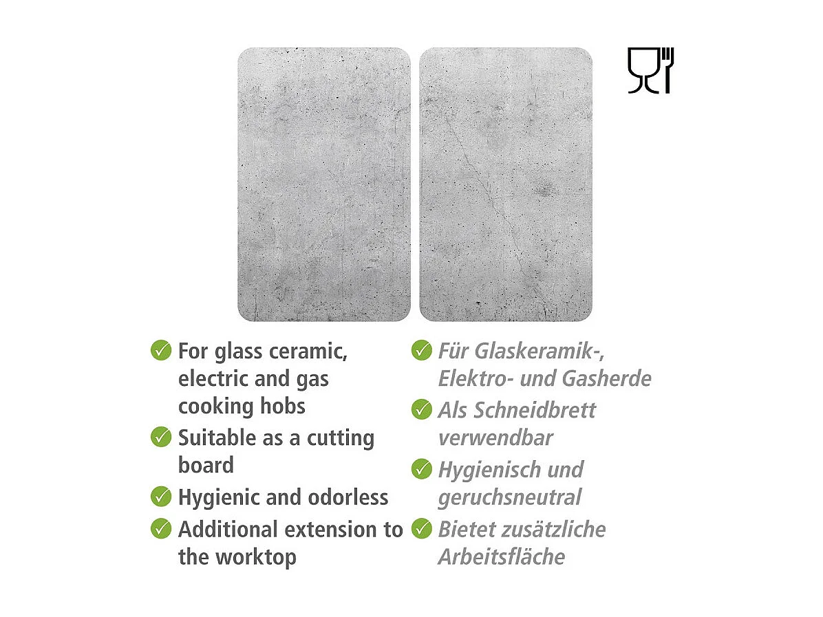 Plaque de protection en verre pour cuisinière effet béton - Gris - Taille universelle