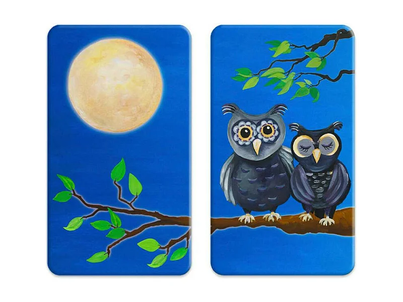 Lot de 2 plaques de protection en verre Universelle "Hiboux" - Multicolore - l 30 x L 52 cm