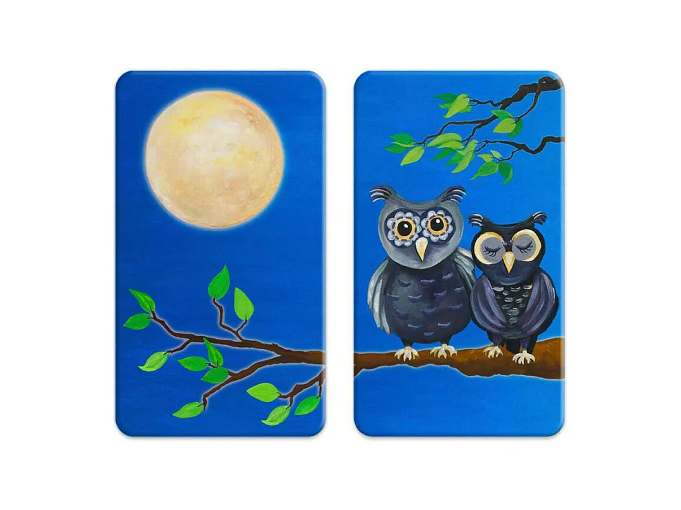 Lot de 2 plaques de protection en verre Universelle "Hiboux" - Multicolore - l 30 x L 52 cm