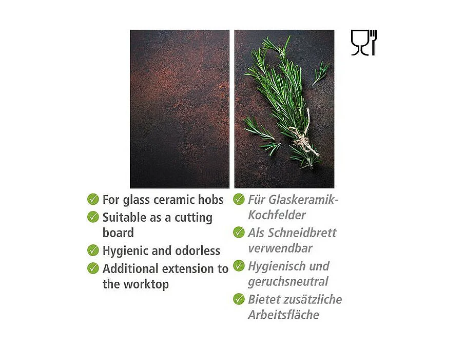 Lot de 2 protection plaque de cuisson à imprimé romarin - Noir/Vert - l 30 x L 52 cm