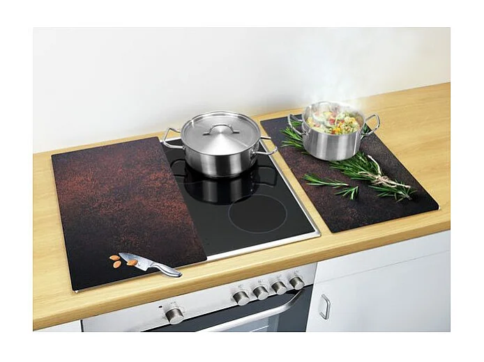 Lot de 2 protection plaque de cuisson à imprimé romarin - Noir/Vert - l 30 x L 52 cm