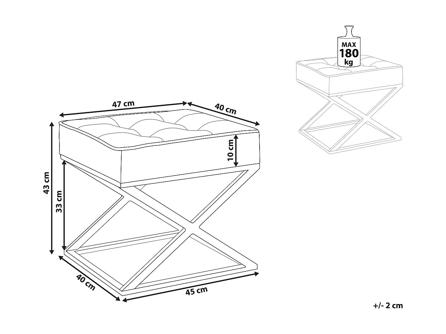 Repose-pied MURDO Cuir PU Beige