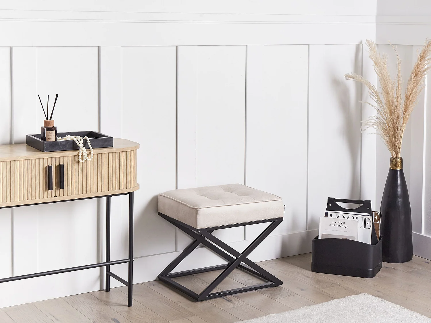 Repose-pied MURDO Cuir PU Beige