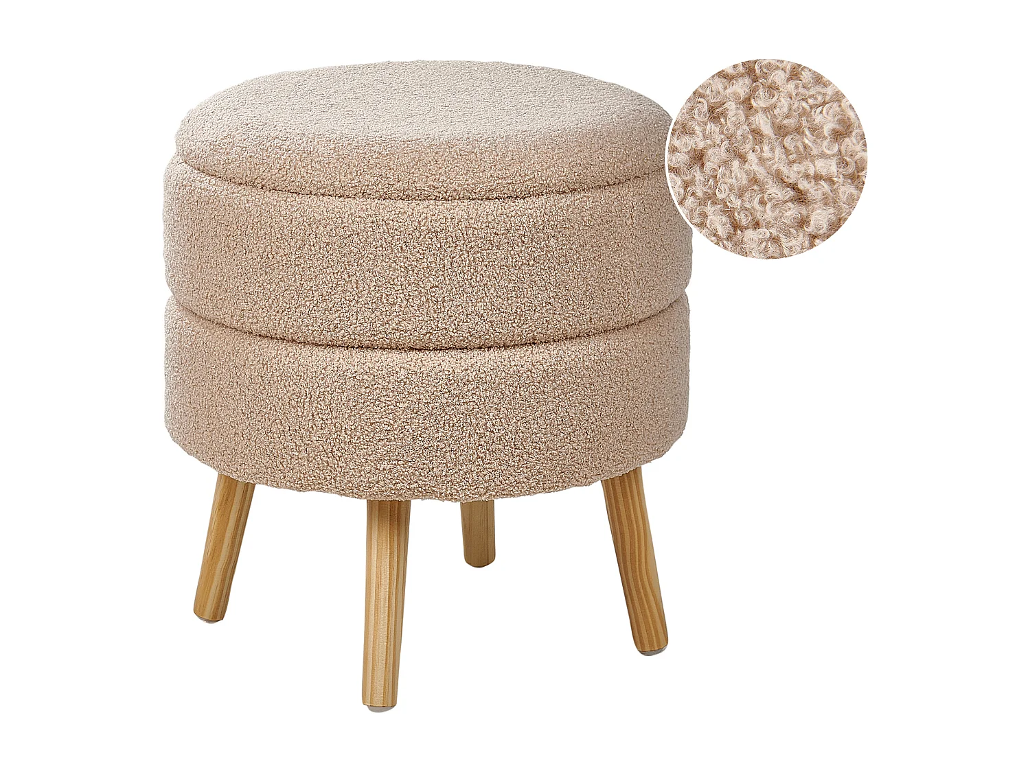 Tabouret de rangement OKATON Bouclé Beige