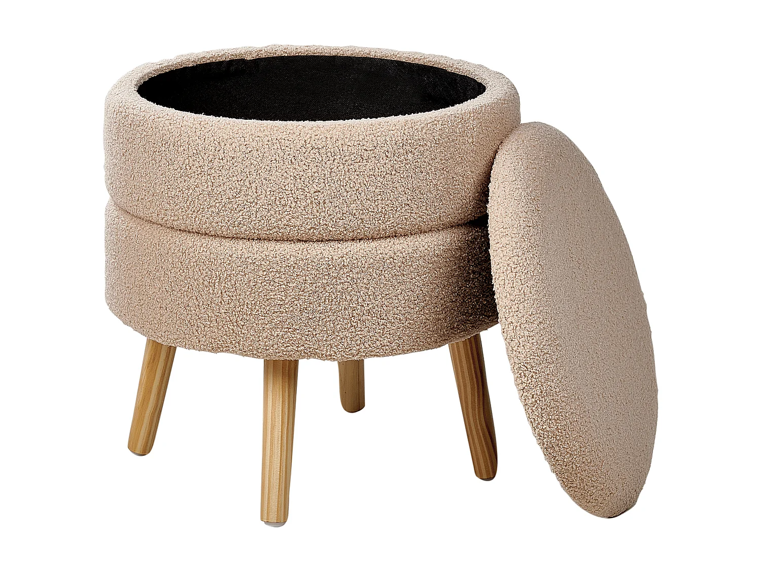 Tabouret de rangement OKATON Bouclé Beige