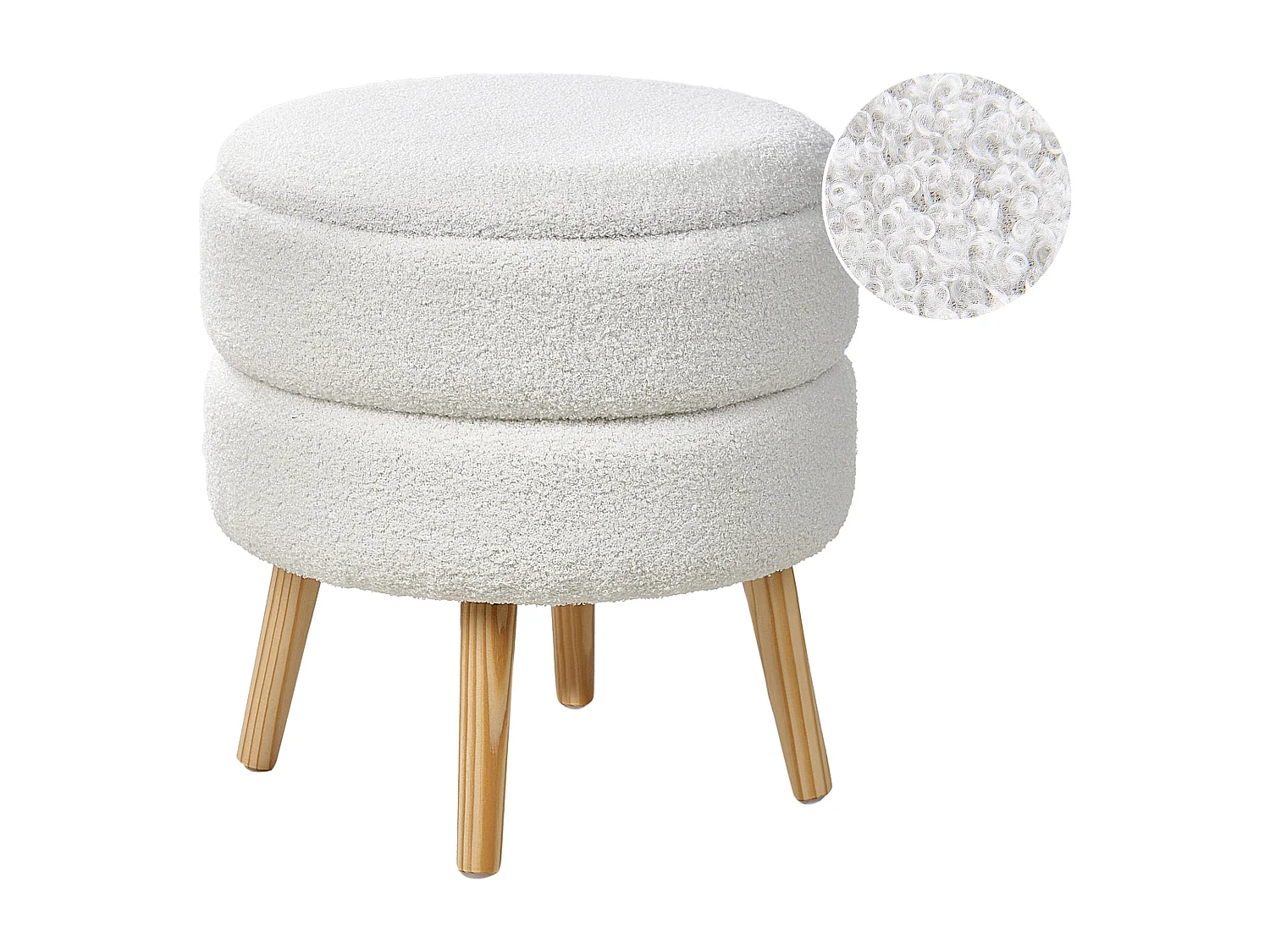 Tabouret de rangement OKATON Bouclé Blanc