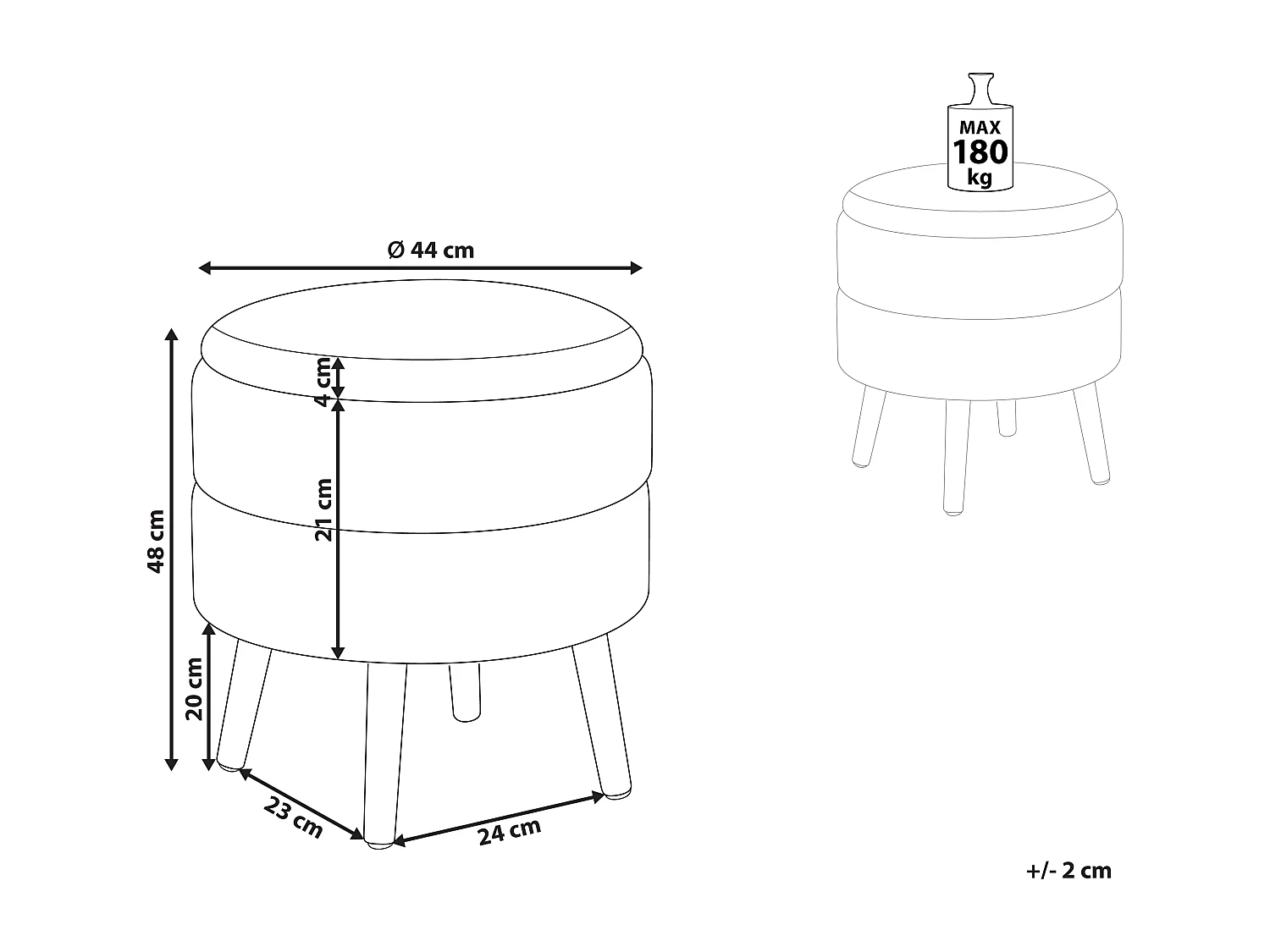 Tabouret de rangement OKATON Bouclé Blanc