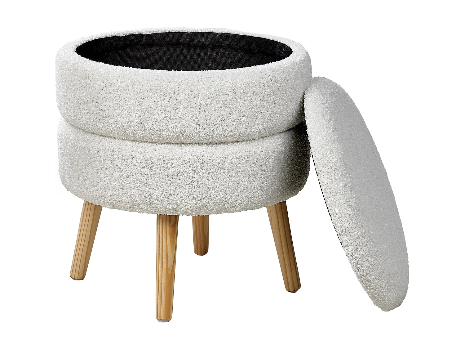 Tabouret de rangement OKATON Bouclé Blanc