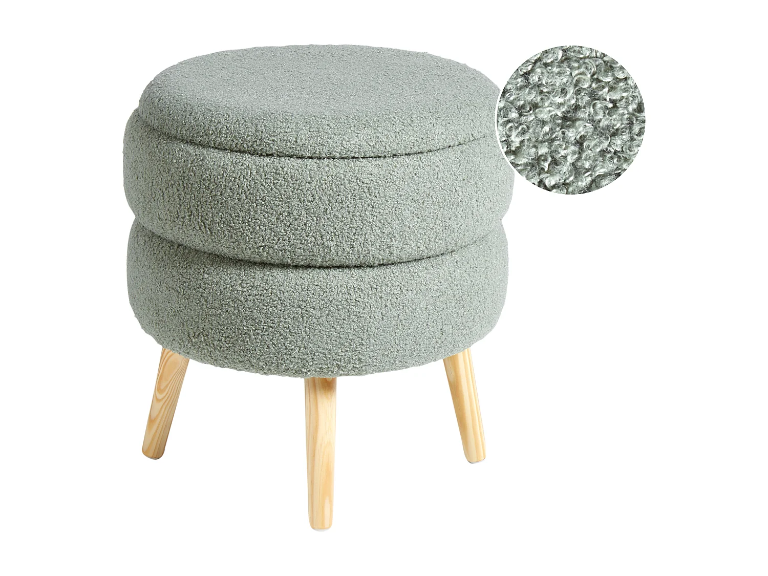 Tabouret de rangement OKATON Bouclé Vert