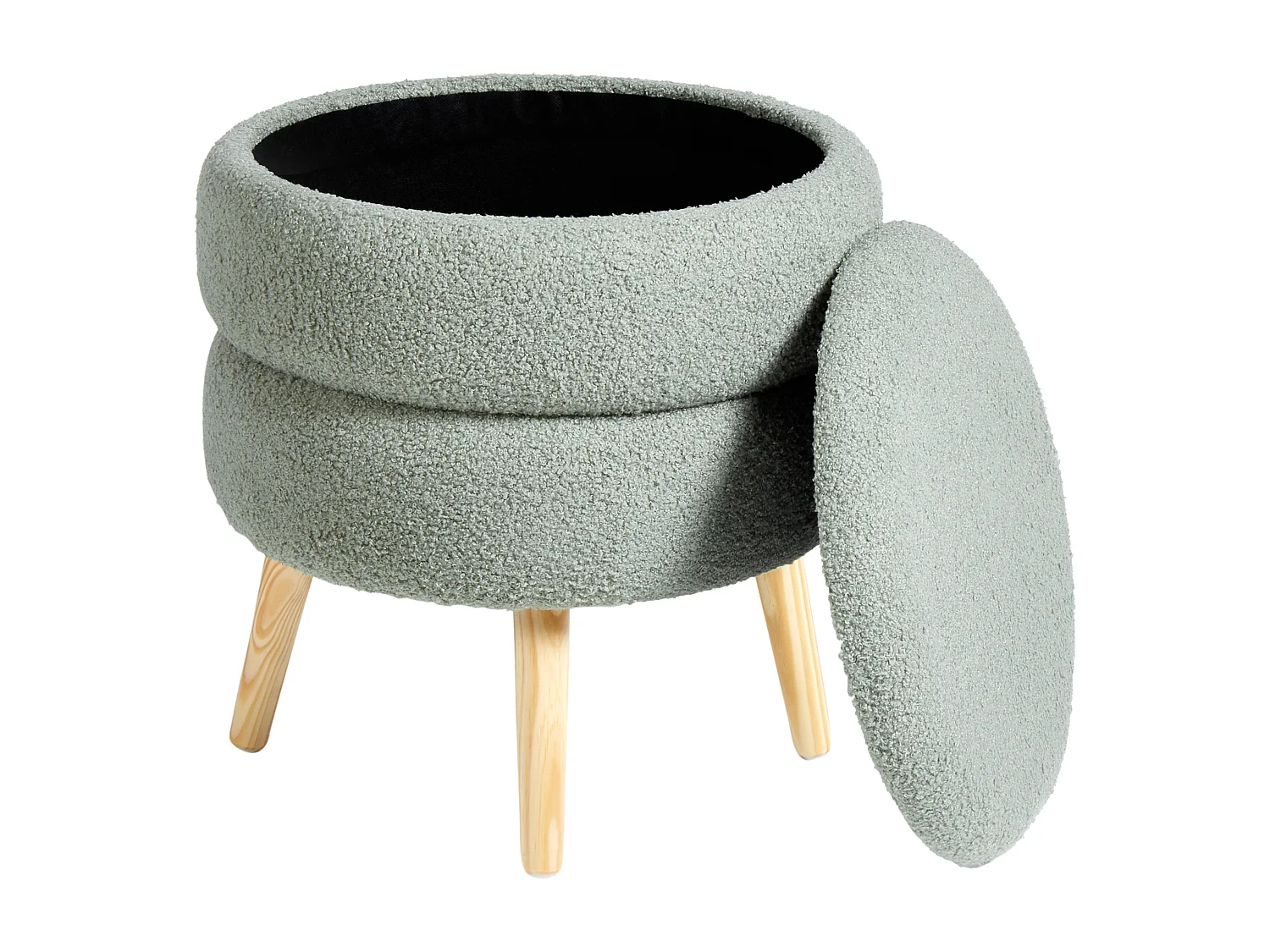 Tabouret de rangement OKATON Bouclé Vert