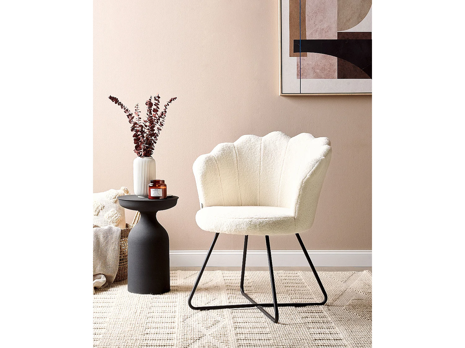 Poltrona LOVELOCK Bouclé Branco