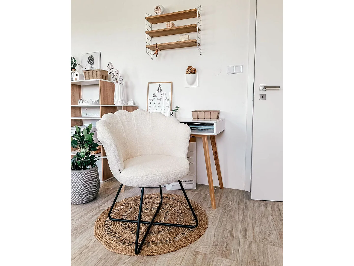 Fauteuil LOVELOCK Bouclé Blanc