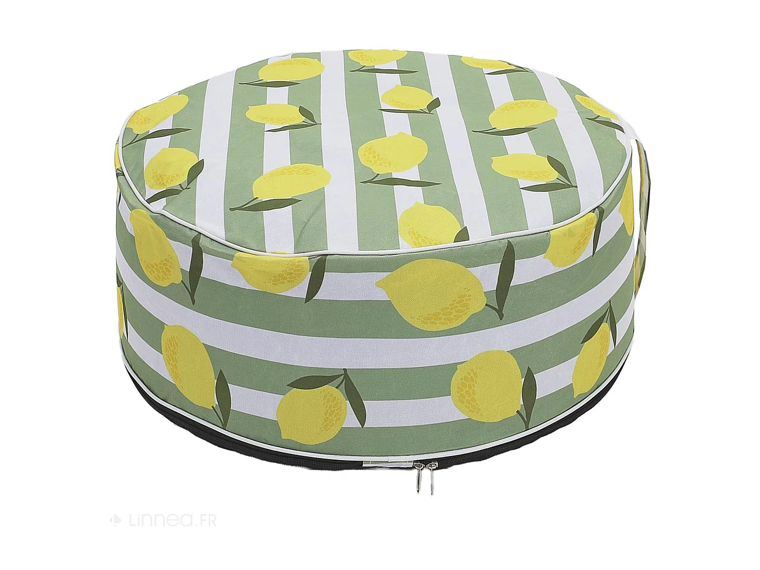 Pouf en polyester 23x56 cm rond collection LIMONE motifs citron vert