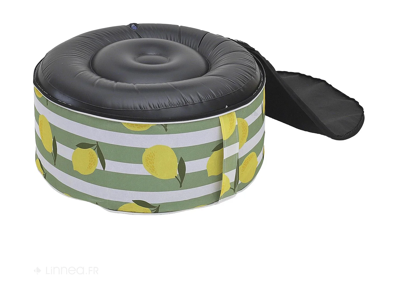 Pouf en polyester 23x56 cm rond collection LIMONE motifs citron vert