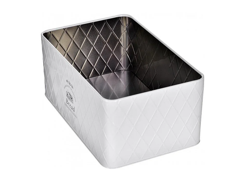 Boîte à pain en métal et bambou - Blanc - L 32,5 x l 15 cm x H 21 cm