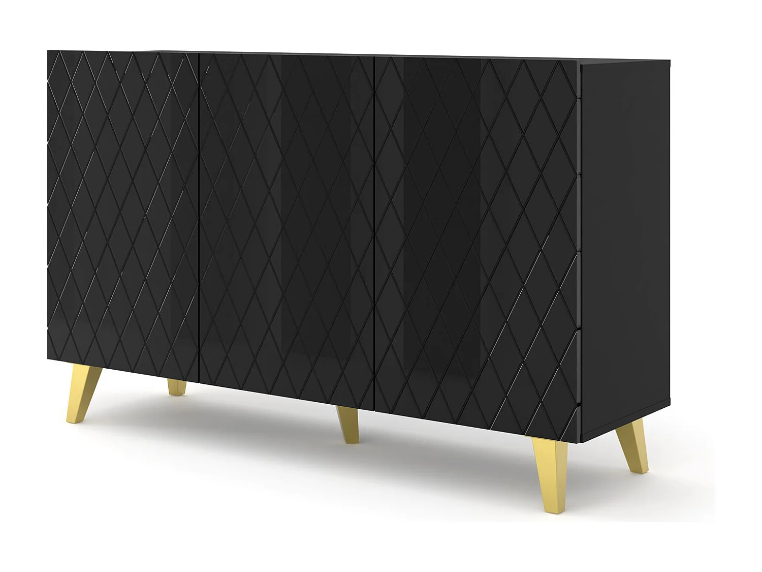 Cómoda DIUNA 145 cm 3D con patas en negro brillante